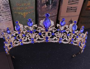 KMVEXO Red Black Crystal Tiara Bridal Crown for Wedding Bride Gold Rhinestone Crowns Headband Jewelry Hair Accessories Y2007276972730