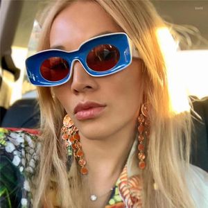 Güneş Gözlüğü 2022 Square Hip Hop Kadın Erkekler Moda Komik Güneş Gözleri Unisex Benzersiz Oval Renk Gözlükleri Gafas UV400 286R