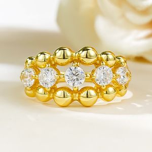 14K Gold Moissanite Diamond Ring 100% Real 925 Sterling Silver Party Banding Band Rings para mulheres jóias de noivado de noiva