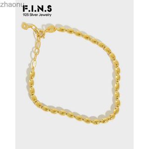 Chain F. I.N.S Korea S925 Sterling Silver Ins Oval Beads Charm Simple Womens Silver Bead Chain Jewelry XW