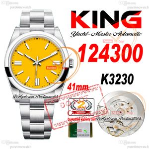 124300 K3230 Automatic Herren Watch King 41 mm poliertes Lünette gelbe Stock Zifferblatt 904L Stahlhülle und Armband Super Edition gleiche Serienkarte Reloj Hombre reinzeit PTRX