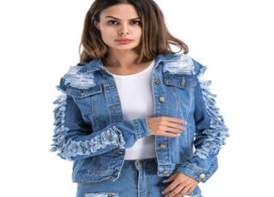 Rippte Denim Jacke Frauen Kleidung Herbst Damen Langarm Outwear Damen Jaqueta Jeans Feminina Veste Femme1985993