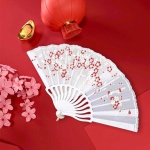 Çin tarzı ürünler vintage ipek katlanır fan erik çiçeği çiçek dans el fan Çin sanat zanaat hediye ev dekor düğün partisi performans pervane