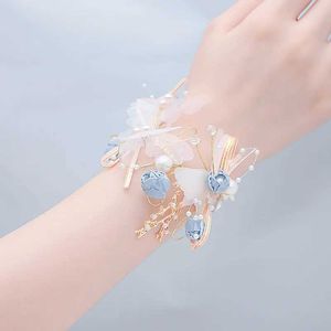 Hochzeitsarmbänder Neue Mode handgefertigt Blumen Schmetterling Armband Handgelenk Blumenschwestern Brautjungfer Hand Blumenhaarzubehör Hochzeit Accessoires