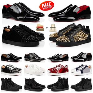 Mit Box aaa Qualität billige Designerschuhe rote Bottoms Herren Schuhe Hochzeit Marry Party Kleiderschuhe in Italien Slears Schuhe Teller-Formete Turnschuhe große Größe große Größe