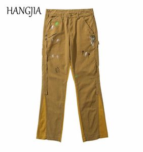 Vintage Distressed Painted Flare Denim Pants Men Urban Streetwear Patchwork Jeans Hip Hop Splash Ink Graffiti Micro Flared Pants 27226815