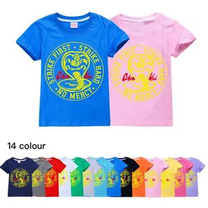 T-shirty kreskówka kobra kai karate t-shirt dziecięcy koszulka dziecięca dziecięca odzież dziewczyna t-shirt baby boy ubranie letnie bawełna cavai topl2405