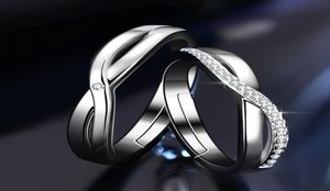 2022 Klasik Kişilik Kaplamalı Gümüş Ayarlanabilir Çift Yüzükler 1 PAIR 2PCS Erkek Kadınlar Vaat etme Parmak Mücevher Varentine05904210