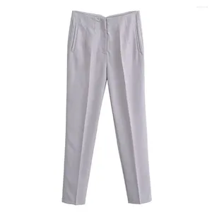 Women's Pants UNIZERA2024 Spring/Summer Product Fashion Versatile Slim Fit Simple High Waist Pocket Decoration Solid Color