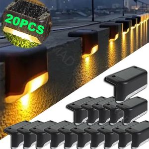 Warme weiße LED Solar Step Lamp Pfad Treppe im Freien Gartenleuchten wasserdichtes Balkon Licht Dekoration für Treppenzaun Licht 240423