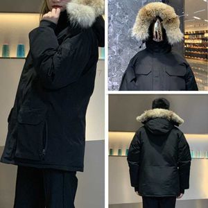 Erkekler Aşağı Parkas Kış Ceket Kaz Kaz Down Down Ceket gerçek kurt kürk büyük cepler kalın ceket ördek moda kapüşonlu kıyafetler sıcak parka erkek katlar 4 stil Seç XS3xlvc