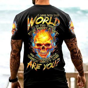 Camisetas masculinas camisetas vintage para homens camisetas curtas tops de caveira roupas gráficas de pescoço de tamanho grande