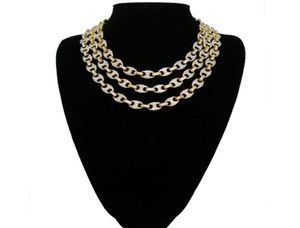 Hip Hop 12mm Gold Silver Color Plated Iced Out Puff Marine Anchpr Chain Link Bling Necklace for Men262q4512429