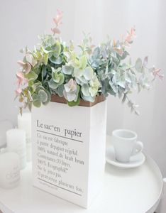 40 cm de plantas artificiais eucalipto plástico folhas em vaso de arte Art Flower Arrangement Material usado para casa Decoração de casamento 6059321