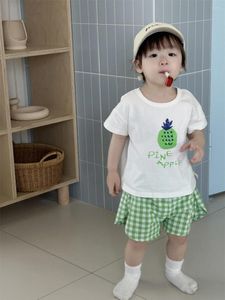 Clothing Sets 2024 Summer Baby Short Sleeve Clothes Set Toddler Fruit Print T Shirts Plaid Shorts 2pcs Suit Infant Boy Versatile Outfits