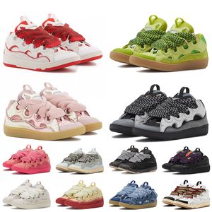 Designer Dress Shoes Women Mens Lanvin Curb Sneakers lanvins Red Green Pink Black Grey Denim Blue Nappa Calfskin Leather lavins【code ：L】Trainers