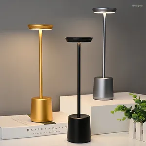 Table Lamps Rechargeable Touch Metal Lamp Three Colors Bedside Creative Ambient Light Simple LED Outdoor Decoration Night