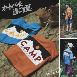 Tシャツマウンテンアウトドアチルドレン半袖T-S 2024夏の新しい男の子スノーマウンテンサンセットプリントクイック乾燥半袖T-SL2405