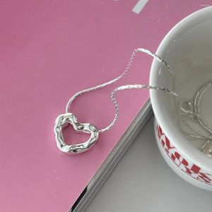 Серебряные 925 Сердце подвесное ожерелье минималистская мода для женщин украшения красивые