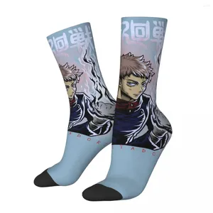 Herrstrumpor glad rolig kompression yuji itadori jujutsu kaisen retro harjuku premium anime hip hop sömlös besättning galen sock