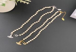 Classic Saturn necklace for women diamond pendant pearl chain choker necklaces 18k gold silver plated designer fashion jewelry gir8707585