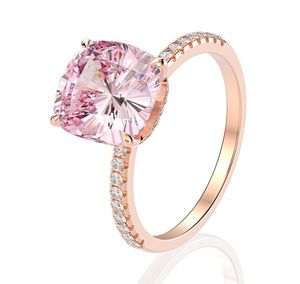 Markendesigner Womens S925 Sterling Silberringe Frauen Mode Gold Plattierung Pink Diamond Ring European und American Style Lady Zir3181574