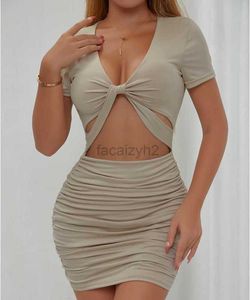 Lässige Kleider Designer-Kleid neue Frauen sexy V-Ausschnitt mit kurzärärmeten Taille eingewickeltes Hüftkleid Plus Size Kleider