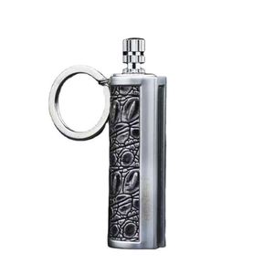 New Design Vintage Kerosene Reusable Metal Match Oil Lighter Outdoor Striker Lighter Holder Keychain