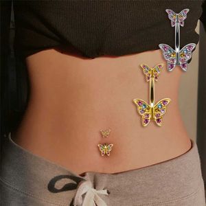 Navel Rings 1PC Trendy Butterfly Pendant Belly Button Rings Sexy Body Piercing Bars Piercings Navel Piercing Gothic Jewelry Wedding Jewelry d240509