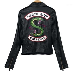 Women039S Jackets 2021 Riverdale PU Tryckt logotyp Southside Serpents Women Streetwear Leather Jacket9295890