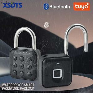 Smart Lock Bluetooth Intelligent Biometric FingerPrint Door Lock Keyless Snabblåsande anti-stöldstöld Hänglås IP67 Vattentät hemresesäkerhet WX