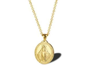 カトリックバージンミラカルメダルネックレス女性メアリーレディジュエリー全体のステンレススチールネックレス8642520
