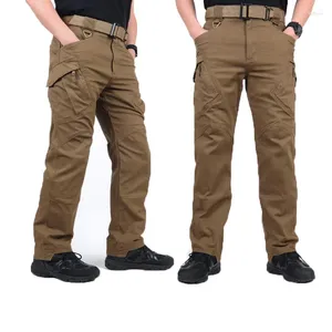 Calça masculina cidade masculina tática multi bolsos de carga combate combate algodão khaki preto calça swat exército de calça casual caminhada