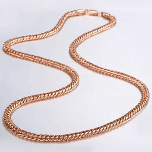 Chains 5mm Necklace for Women Men 585 Rose Gold Color Curb Cuban Link Chain Necklace Wholesale Jewelry Party Gifts 45cm-60cm GN162 d240509