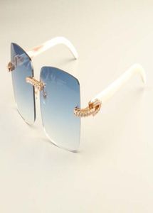 2019 Novo luxo da moda de luxo diamante Ultra Light Big Box Óculos de sol 352412d1 Horns brancos naturais Mirror pernas Óculos de sol DHL 3154813