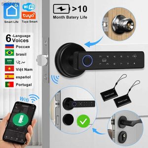 Smart Lock Smart Door Lock Отпечатка отпечатка пальца биометрическая цифровая электронная блокировка дверей отпечаток пальца отпечатка 13,56 МГц ручка карты IC Wx