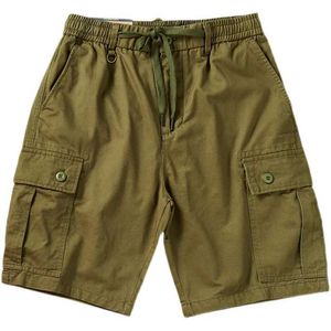 Shorts masculinos de verão de vários bolsos de bolso masculino retro lavagem do tecido de sarja antigo, níquel casual de comprimento médio y240507