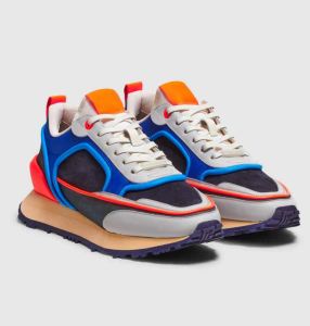 Berömda Runs Racer Trainer Shoes Män Suede Nylon Sports Shoes Mesh Sneaker Platform Chunky Soles Casual Walking With Box