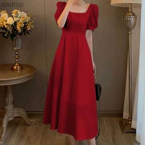 Abiti casual di base femminile da donna maniche a soffio rosso elegante scozzera quadrata abito casual abito casual giubbotto da spiaggia per matrimoni estate 2023 xw