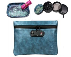 20 Conjunto fumando cheiro de sonda kit de bolsa de tabaco pu com trava de combinação para o contêiner de esconderijo à prova de ervas Herb Ginder Metal RO6045314