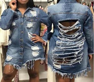 2020 Newest Boyfriend Style Women Ladies Slim Denim Coat Hole Long Sleeve Casual Jean Jacket Outerwear9842494