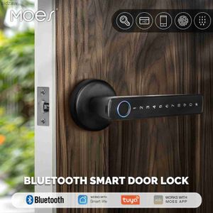 Smart Lock MOES Tuya Bluetooth Intelligent Fingerprint Door Handle Lock Electronic Password Application WX