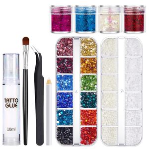 Crystal Face Body Art Charms Set Nagel Diamond Perlen Schmuck Kit für zarte Dekorationen 240509