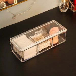 NEW Cotton Pads Holder Organizer 3-Grid Cosmetic Pads Storage Box with Lid Acrylic Makeup Brush Holder Dispenser Transparent Cottonfor acrylic holder dispenser