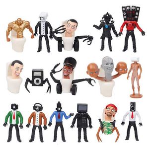 Actionspielzeug Abbildungen 16pcs/Set Skibidi Toilettenfigur Spielzeug gegen Sprecher Mann Camara Man Actionfiguren Puppen Fans Geschenk T240506