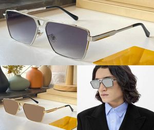 Klasik Kare Tutum Güneş Gözlüğü Metal Altın Çerçeve Kahverengi Gradyan Lens 11 Kanıt Metal Gözlükleri Yeniden Yapımcı İkonik Stil Erkekler Z11208000