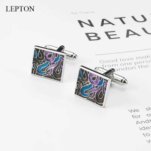 Cuff Links Newly arrived simple striped enamel cufflinks for mens Lepton Square striped groove cufflinks for mens shirt cufflinks Q240508