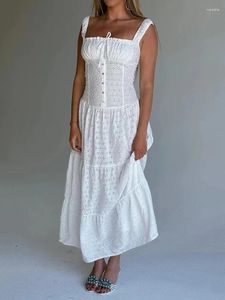 Abiti casual per IDIDOL FLOORE Abito bianco Out White Women Women senza maniche estate Cotton Maxi Vestidos Sundass Beach Long 2024