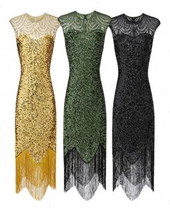 Xxxl Color Vintage 1920s Flapper Gatsby Dress Oneck Cap Sleeve Sequin Fringe Party Midi Vestidos Verano6713284