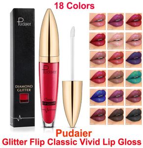 Pudaier Lip Glits Glitter Жидкая помада 18 Colors Классический яркий глянцевый глянец из перлит -макияж.